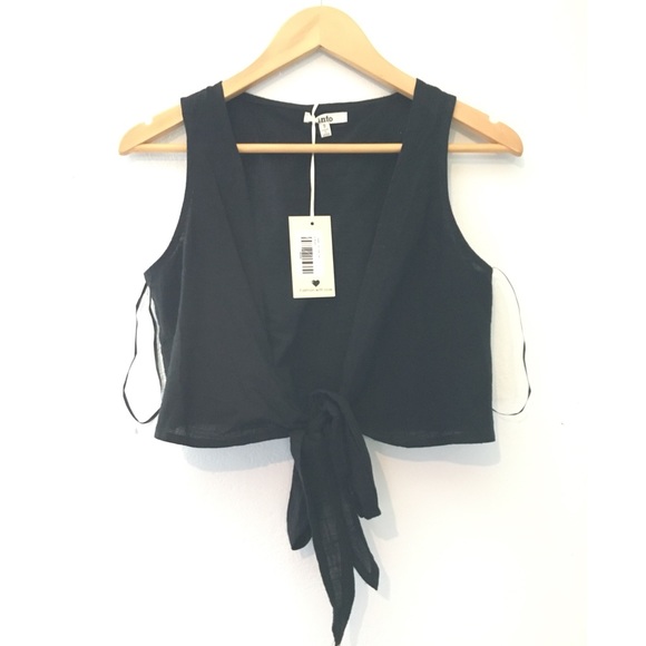 Nasty Gal Tops - NWT Nasty Gal Black Tie Crop Top